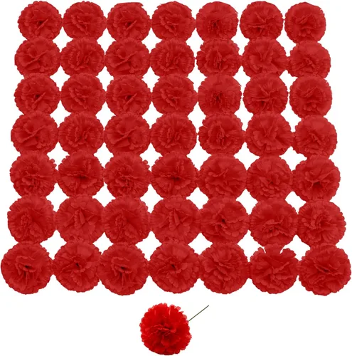 Vista 14 de Flor de clavel artificial, 50 piezas de clavel de seda negra a granel con Negro