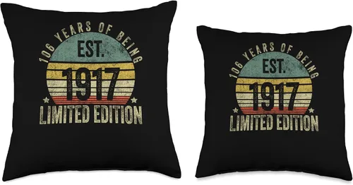 Vista 3 de Vintage 106 Year Old Est 1917 Limited Edition 106th Birthday Throw Pillow