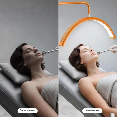 Vista 5 de AURELLE Half Moon Luz para Pestañas - Lámpara de Pie LED Ajustable para Pestañas con Lupa 4X y Soporte para Teléfono para Extensiones de Pestañas