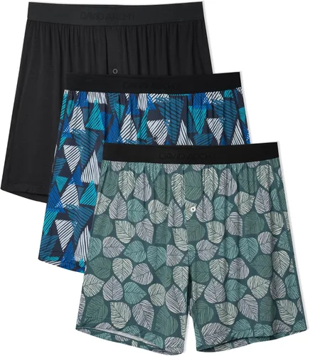 Vista 13 de DAVID ARCHY Calzoncillos tipo bóxer de rayón de bambú para hombre, transpirables, refrescantes, con cierre de botón, ropa interior de ajuste
