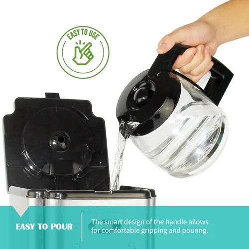 Vista 4 de Jarra de café de repuesto de vidrio para 14 tazas compatible con los modelos de cafetera Cuisinart DCC-2200, DCC-2600, DCC-2800, DCC-3200
