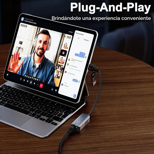 Vista 6 de Adaptador USB C a Ethernet de 5 Gbps, USB-A y USB-C a RJ45 LAN 5000 Mbps convertidor de red con cable, adaptador USB a Ethernet compatible