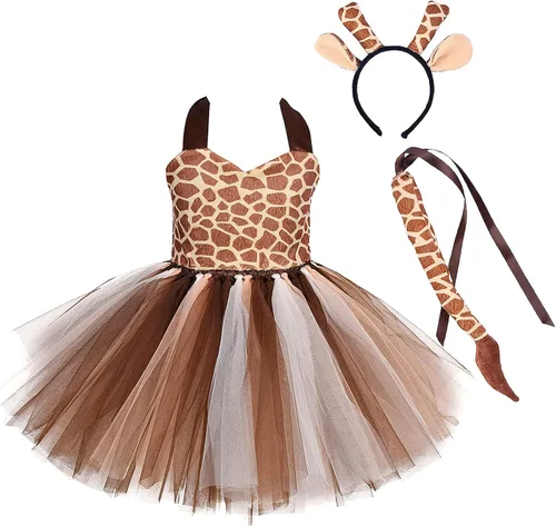 Vista 2 de OBEEII Conjunto de disfraz de animal de tigreleopardocebra con cola de aro para el pelo, disfraz de Halloween