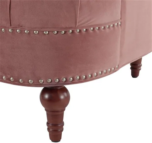 Vista 10 de MAKLAINE Silla decorativa de terciopelo con marco de madera en rosa ceniza