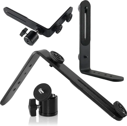 Vista 8 de EXMAX® Soporte para cámara de luz flash en forma de L de aleación de aluminio de metal con tornillo de 1/4 pulgadas + mini trípode de cabeza de bola