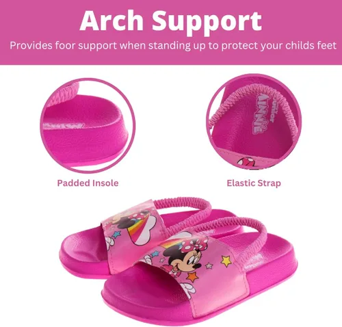 Vista 3 de Disney Minnie Mouse, Encanto, Mickey, Lightning McQueen, Frozen Elsa Anna Girl - Sandalias de verano para niños con correa trasera para la playa