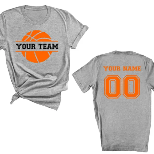 Vista 5 de Personalized Handmade Custom Basketball Team Shirt – Double-Sided Custom Name & Number with Basketball Logo, Custom Sports Tee