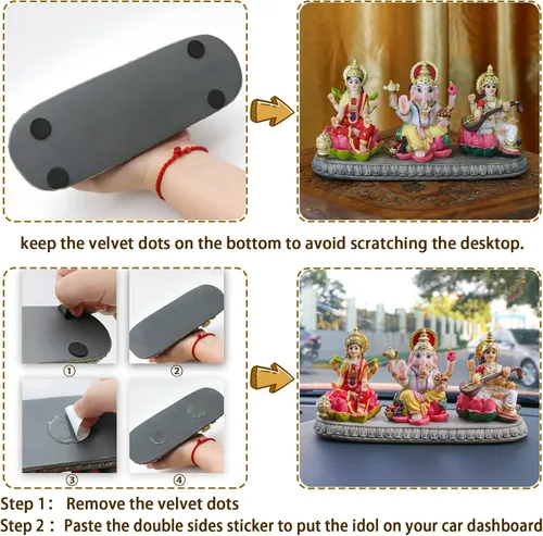 Vista 3 de India Laxmi Ganesh Saraswati Estatua – 3.9 pulgadas de alto Dios indio Lakshmi Ganesha Saraswati Estatuilla de ídolo hindú Diwali Regalos Diwali