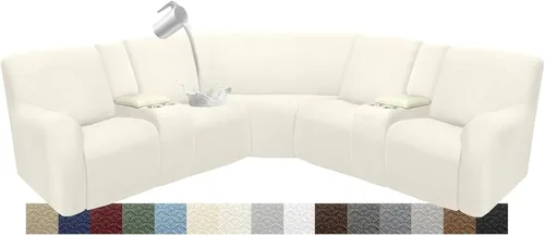 Vista 123 de Fundas impermeables de sofá reclinable modular para sofás reclinables, lavable en forma de L, para perros, fundas elásticas para sofá reclinable