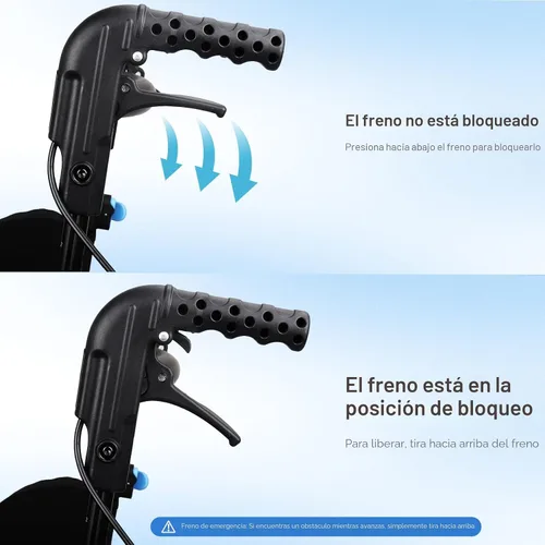 Vista 5 de Sillas de ruedas para adultos, ultraligeras (solo 19.4 libras), silla de transporte plegable y portátil con mango telescópico, sillas de ruedas