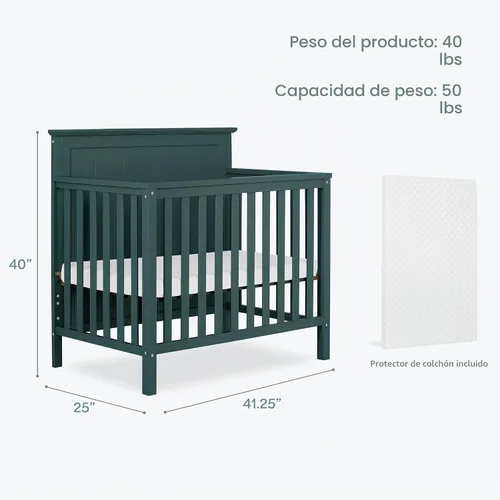 Vista 3 de Dream On Me Ava - Mini cuna convertible 4 en 1, color verde oliva