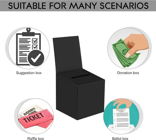 Vista 4 de 24 paquetes de cajas de sorteo, caja de votación, caja de sugerencias con ranura, 15.24 x 15.24 x 15.24 cm, cajas de cartón para sorteos con ranura