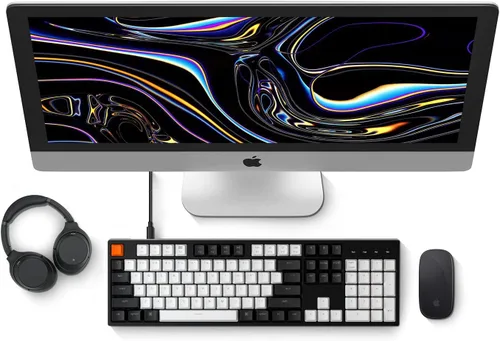 Vista 2 de Keychron C2 Teclado mecánico con cable de tamaño completo para Mac, intercambiable en caliente, interruptor rojo Gateron G Pro, retroiluminación