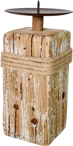 Vista 9 de Portavelas de madera para velas de pilar – Portavelas rústico de Navidad para chimenea, mesa, mesa de boda, mantel de mesa de Navidad de madera