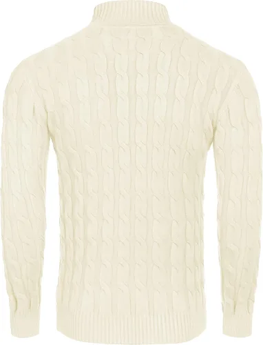 Vista 3 de Suéter COOFANDY ajustado de tejido trenzado para hombre de cuello alto sin botones