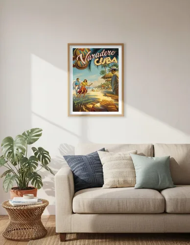 Vista 6 de Varadero Cuba - Paraíso para todo el año - Bailarines cubanos nativos con maracas - Póster de viaje vintage por Kerne Erickson - Impresión artística