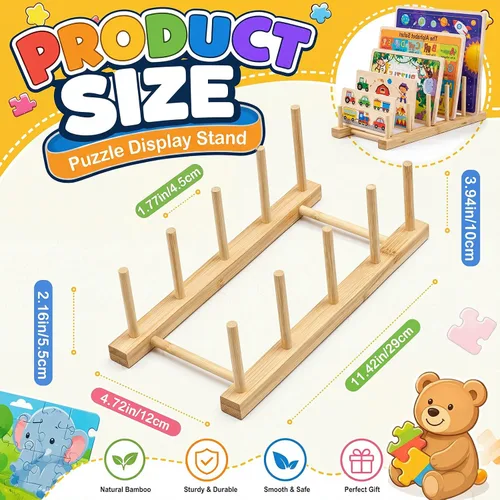 Vista 2 de Organizador de 2 piezas para rompecabezas de madera, grande