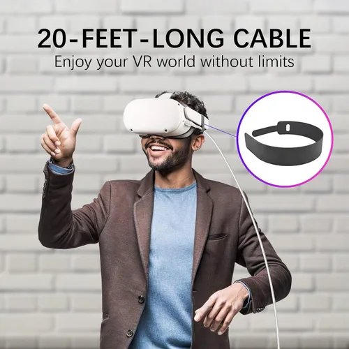 Vista 6 de INWECH Cable de enlace de 20 pies compatible con Quest 21 y PCSteamVR transferencia de datos de alta velocidad y carga USB 30 a USB C