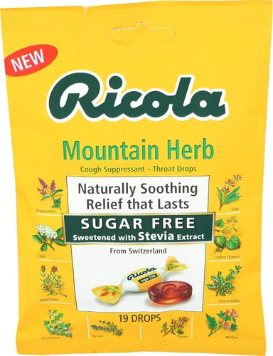 Vista 2 de Ricola Gotas para la tos de hierbas suizas originales sin azúcar, 19 unidades (paquete de 3)