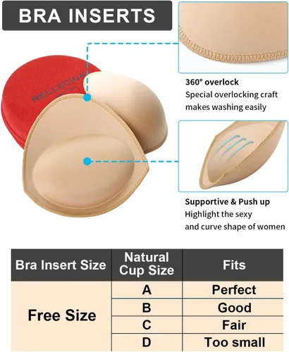 Vista 3 de RELLECIGA Insertos de brasier push up para mujer, copas de realce de seno, inserciones de sujetador deportivo extraíbles