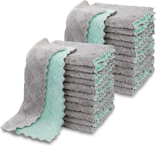 Vista 8 de AIDEA Toallas de cocina, paquete de 12 paños absorbentes de forro polar coral, sin olor, reutilizables, paños de limpieza de microfibra, paños
