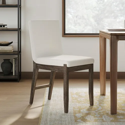 Vista 35 de Nathan James Gracie - Silla de comedor moderna con cojín, silla de comedor tapizada con marco de madera maciza, color marrón claro, juego de 2