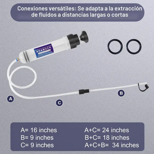 Vista 5 de Bomba Extractor de Líquido, Extractor Manual de Aceite para Autos, ATVs y Cortadoras de Césped - Bomba de Transferencia de Aceite con Mangueras