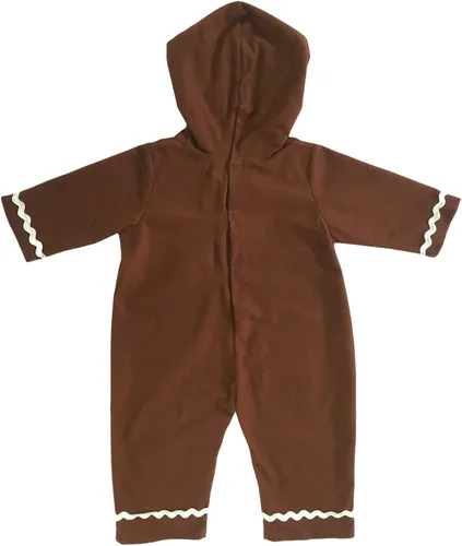 Vista 6 de Funivals Disfraz de hombre de jengibre unisex para bebé para Navidad elfos de pan de jengibre marrón traje de escalada