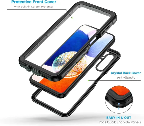 Vista 3 de Lanhiem Funda para Samsung Galaxy A14 5G, IP68 impermeable a prueba de polvo, protector de pantalla integrado, funda protectora de cuerpo completo