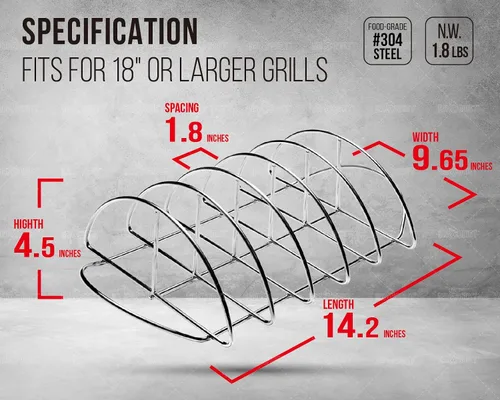 Vista 2 de Rejillas para costillas de barbacoa para ahumar, Classic Joe, accesorios de estante expansor de parrilla BGE - Optimiza el espacio de la parrilla