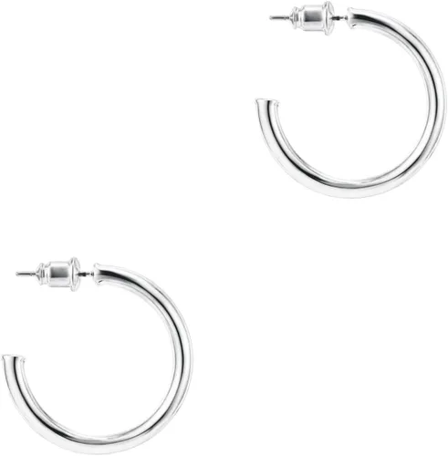 Vista 18 de PAVOI Aretes de aro chapados en oro de 14 quilates para mujer, aretes de aro de oro infinito de 0.079 pulgadas de grosor, aretes de bucle chapados