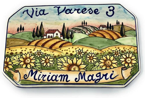 Vista 7 de CERAMICHE D'ARTE PARRINI - Azulejo de cerámica italiana de cerámica personalizada Número de casa placas de dirección cívica Paisaje decorado a mano