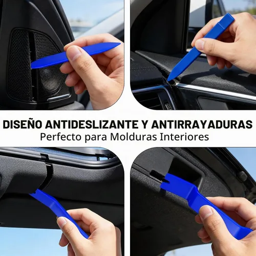Vista 2 de Kit de herramientas de eliminación de molduras de automóvil, herramienta de extracción de clips automáticos para panel de puerta, azul