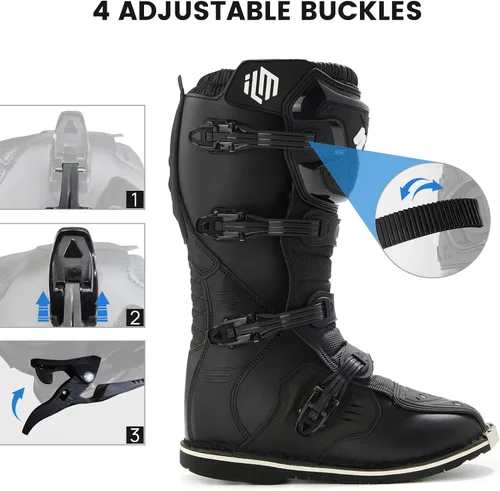 Vista 6 de ILM Botas de motocicleta impermeables ATV Motorcross Dirt Blike para hombres, modelo MX3
