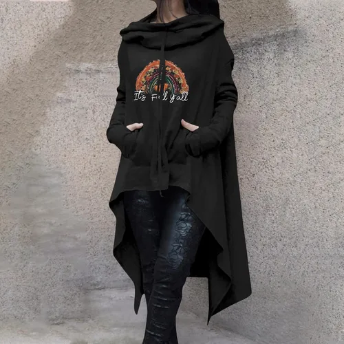 Vista 2 de Sudaderas de Halloween para mujer, de manga larga, sin botones, de ajuste holgado, con dobladillo de moda, suéter de invierno