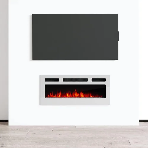 Vista 3 de Calentador de pared empotrado para chimenea eléctrica de 31.5 pulgadas, 1500 W/5100 BTU (blanco)