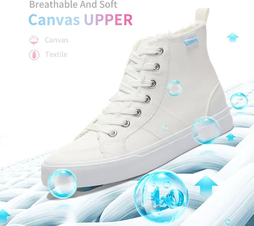 Vista 3 de Obtaom Zapatos de lona de alta calidad para mujerhombre para jugar a media pantorrilla, zapatillas de deporte de moda casuales con cordones de alta