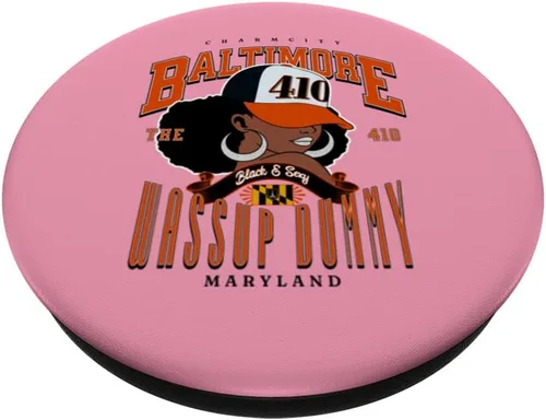 Vista 2 de 410 Código de área Baltimore Maryland Flag Blaq Girl Bmore Pride PopSockets estándar PopGrip