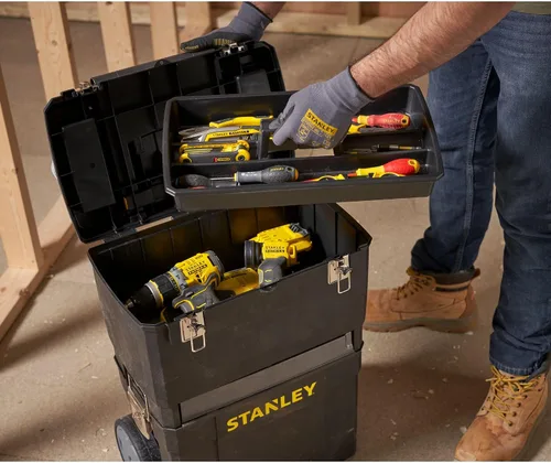 Vista 22 de Stanley Caja de herramientas móvil para centro de trabajo, unidades apilables de 2 niveles, 1-93-968