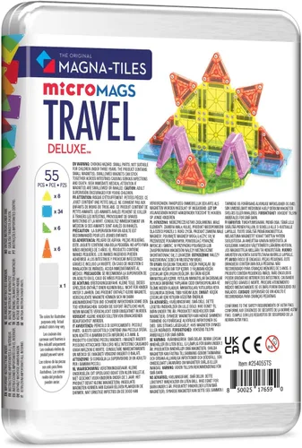 Vista 2 de Magna-Tiles microMAGS Set de Viaje Deluxe de 55 Piezas de Construcción Magnética, La Marca Original de Construcción Magnética