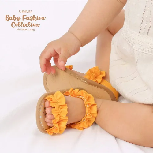 Vista 2 de Timatego Sandalias de verano para bebés y niñas con suela suave de flores, zapatos de vestir para cuna, recién nacidos, para recién nacidos