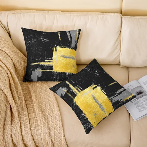 Vista 92 de Juego de 2 fundas de almohada abstractas de 16 x 16 pulgadas para niños, niñas, adolescentes, decoración de dormitorio, moderna a rayas, decoración