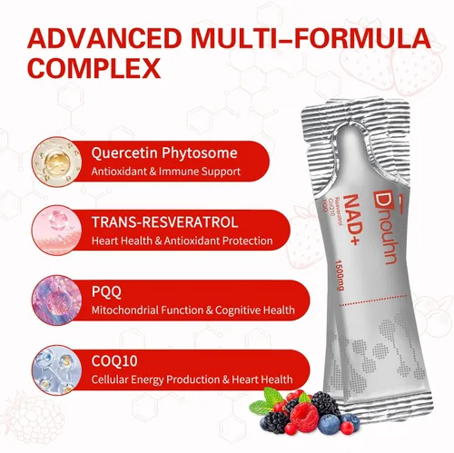 Vista 3 de Suplemento líquido NAD de 1500 mg, ribósido de nicotinamida y resveratrol con PQQ, suplemento NAD para mujeres y hombres, aumenta la energía