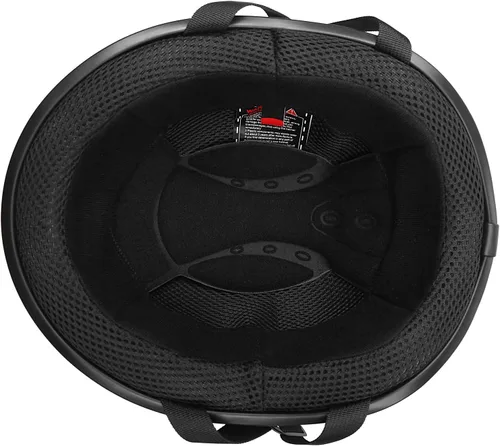 Vista 6 de Casco de media cara para motocicleta con diseño de calavera y crucero, aprobado por DOT Brillo negro