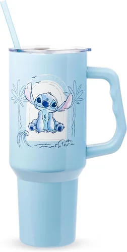 Vista 21 de Silver Buffalo Adventure Time With BMO - Vaso de acero inoxidable de doble pared con asa y pajilla, cabe en portavasos estándar, 40 onzas