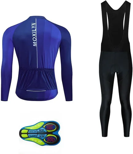 Vista 2 de MOXILYN Camisetas de ciclismo para hombre, conjunto de ropa de bicicleta para hombre, chaqueta de bicicleta de manga larga y pantalones de ciclismo