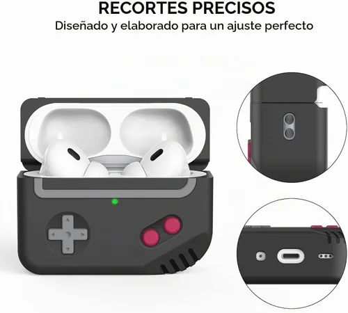 Vista 4 de TRONWIN Funda de silicona para Airpods Pro 2 con diseño de máquina de juego, funda protectora para Airpods Pro 2022