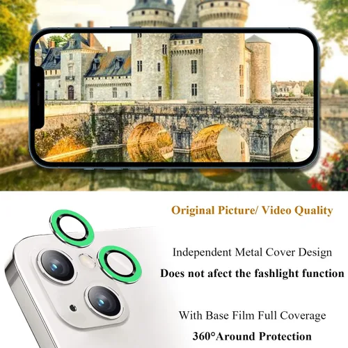 Vista 6 de Protector de lente de cámara luminoso brillante compatible con iPhone 13 (6.1 pulgadas)/13 Mini (5.4 pulgadas), vidrio templado ultra