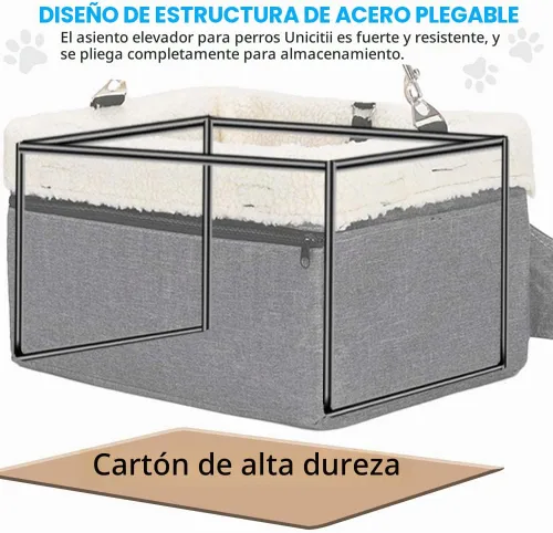 Vista 8 de Asiento elevador de coche para perros pequeños y gatos, elevado con marco de metal