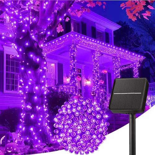 Vista 31 de Minetom Luces de Cadena Solares para Exteriores, 40 pies, 100 Luces LED de Cadena Alimentadas por Energía Solar con 8 Modos de Iluminación, Luces